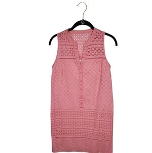 Loft Women's WarmPink/Coral/Salmon Eyelet Embroidery Sleeveless Dress Size 2